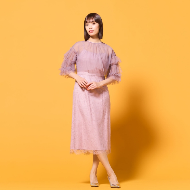 【DRESS COLLECTION】チュールフリルブラウス×レースドレス 詳細画像 ライトピンク 1