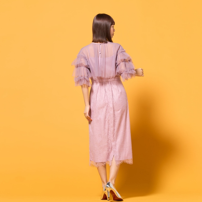 【DRESS COLLECTION】チュールフリルブラウス×レースドレス 詳細画像 ライトピンク 2