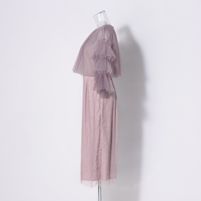 【DRESS COLLECTION】チュールフリルブラウス×レースドレス 詳細画像 ライトピンク 4