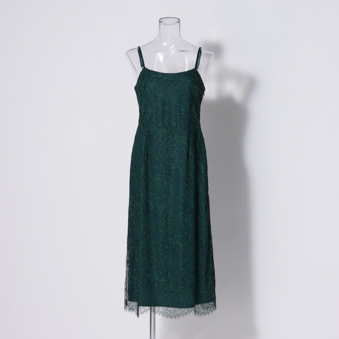 【DRESS COLLECTION】チュールフリルブラウス×レースドレス 詳細画像 グリーン 3