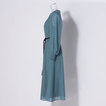 【DRESS COLLECTION】ベルト付シアースリーブドレス 詳細画像