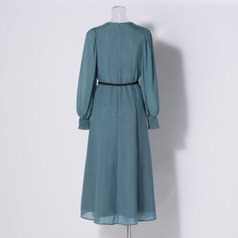 【DRESS COLLECTION】ベルト付シアースリーブドレス 詳細画像