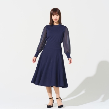 【DRESS COLLECTION】シアースリーブニットドレス