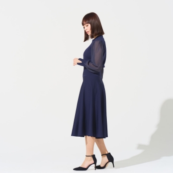 【DRESS COLLECTION】シアースリーブニットドレス 詳細画像