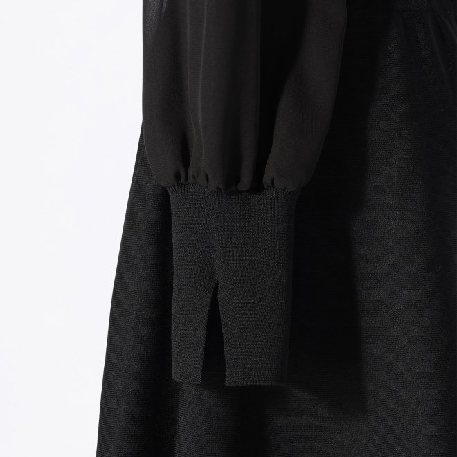 【DRESS COLLECTION】シアースリーブニットドレス 詳細画像 ブラック 2