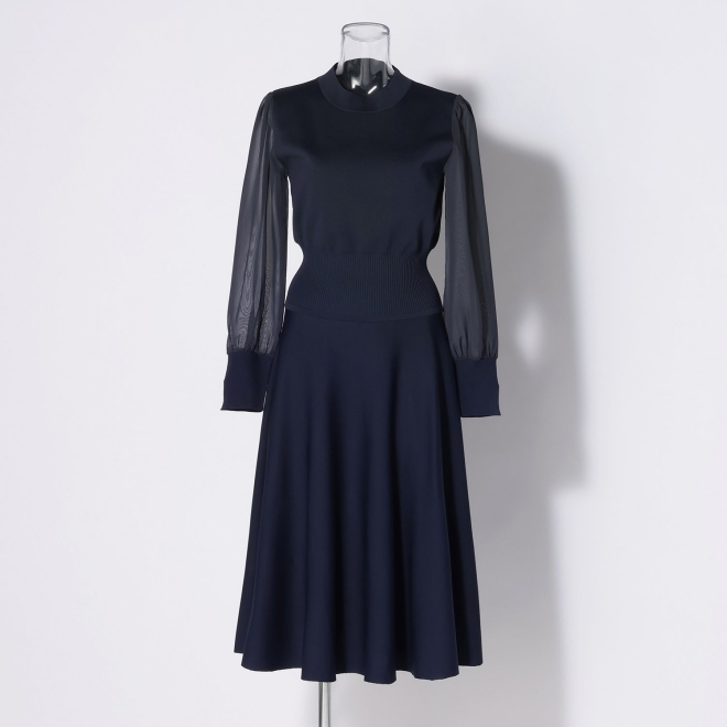【DRESS COLLECTION】シアースリーブニットドレス 詳細画像 ネイビー 5