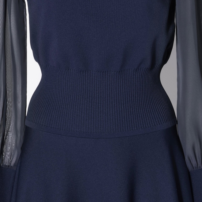 【DRESS COLLECTION】シアースリーブニットドレス 詳細画像 ネイビー 8