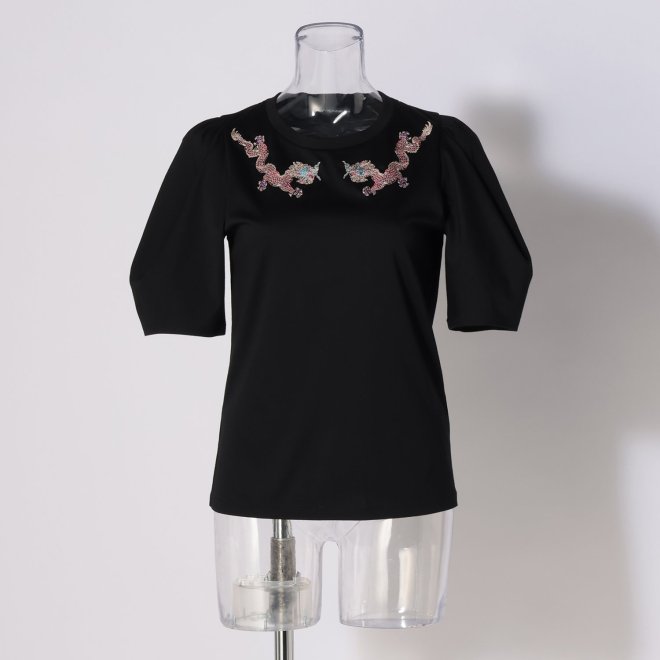 Dragon embroidery T-shirt プルオーバー 詳細画像 ブラック 1
