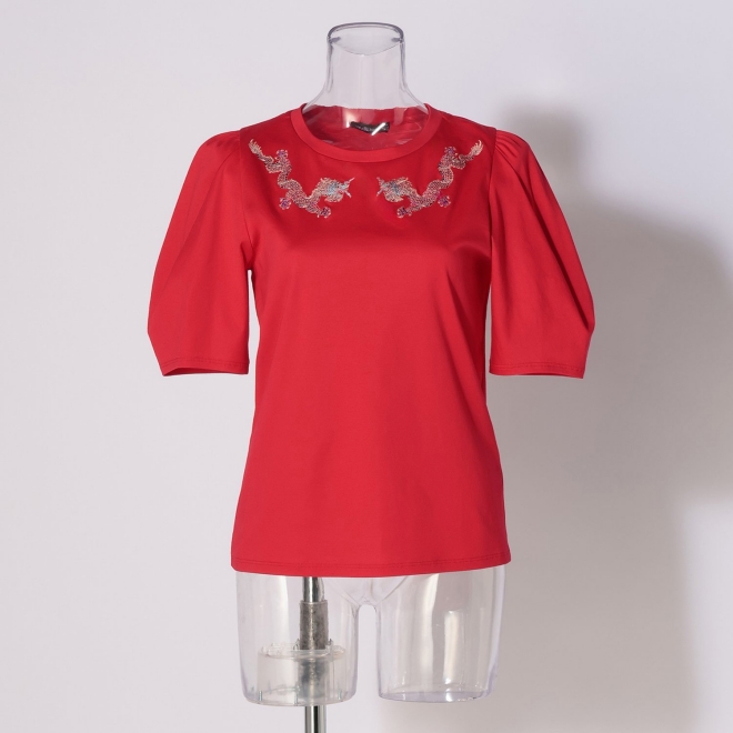 Dragon embroidery T-shirt プルオーバー 詳細画像 レッド 1