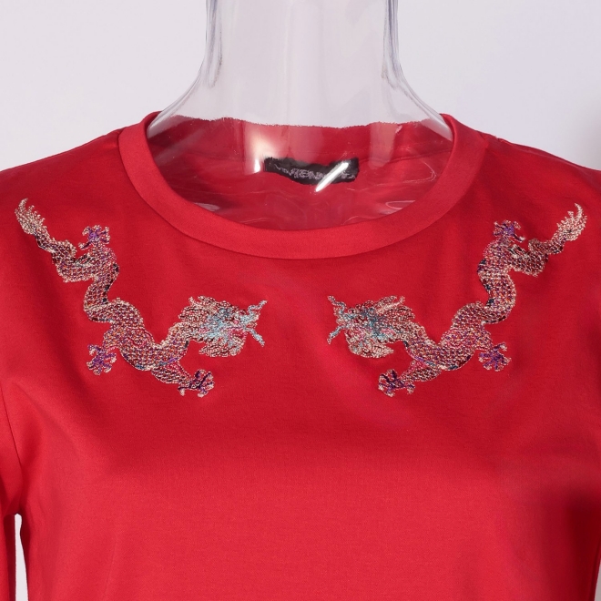 Dragon embroidery T-shirt プルオーバー 詳細画像 レッド 4