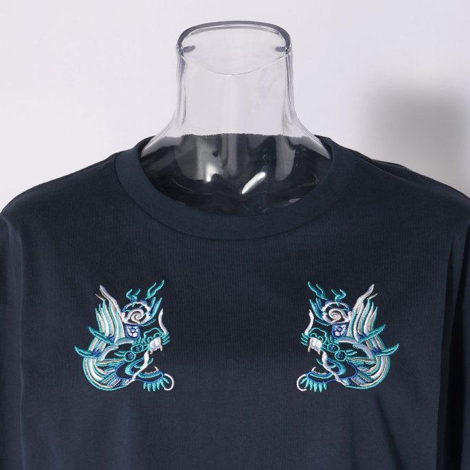 WLC Long sleeve T-shirt W/dragon embroidery 詳細画像 ネイビー 4
