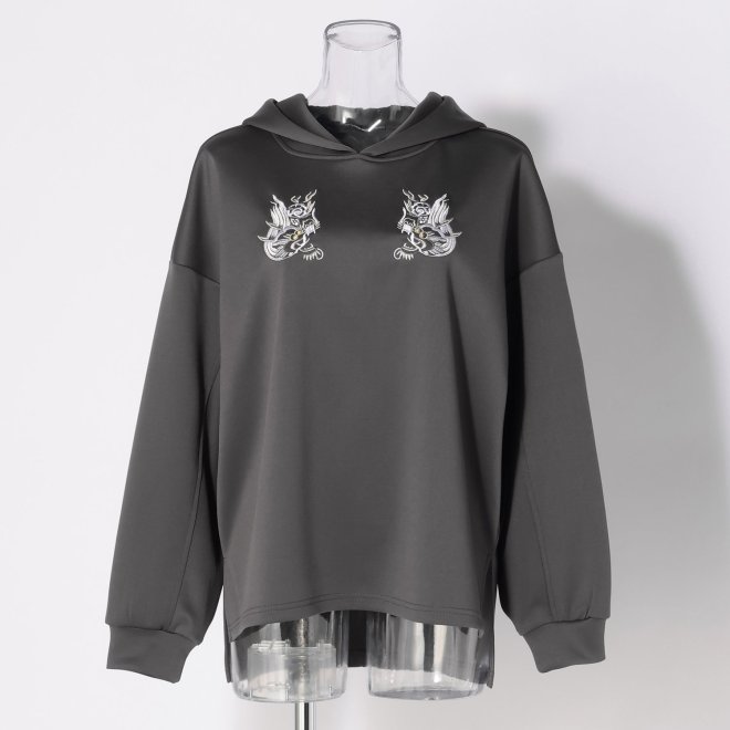 WLC Hoodie with dragon embroidery 詳細画像 グレー 1