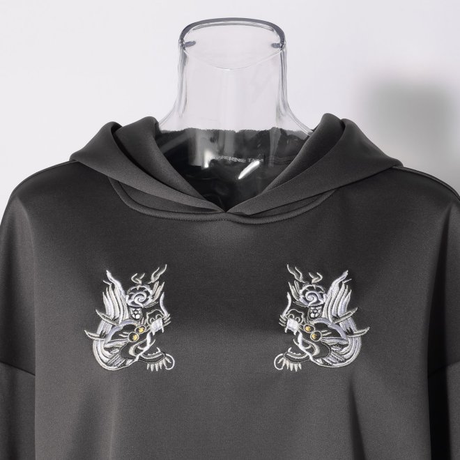 WLC Hoodie with dragon embroidery 詳細画像 グレー 2