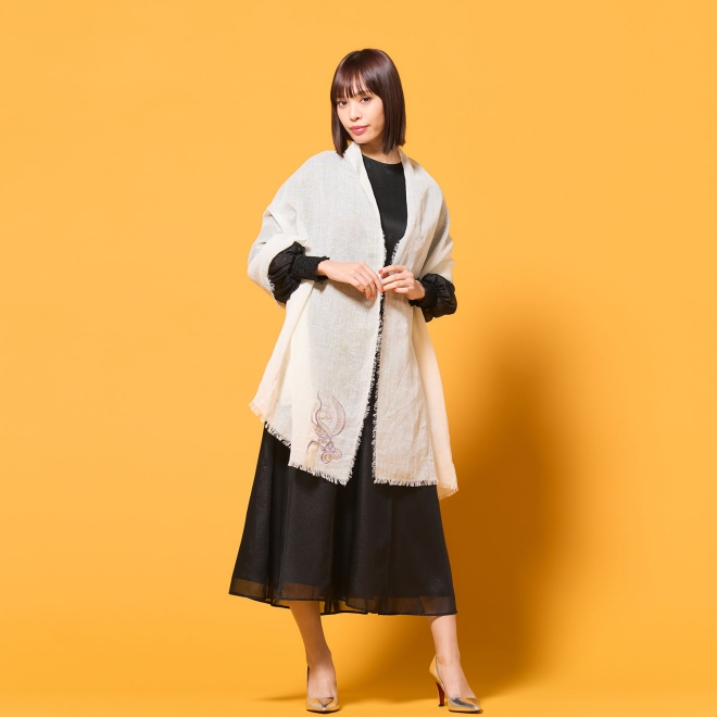 Gold fish embroidery Stole 詳細画像 ホワイト 1
