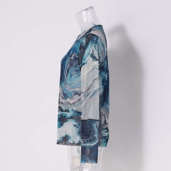 Marble dragon print on net ブラウス 詳細画像