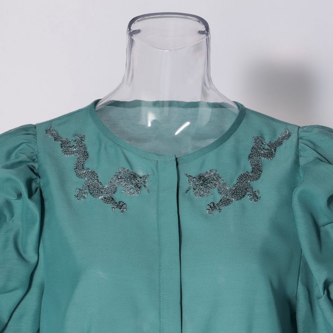 Dragon embroidery ブラウス 詳細画像 グリーン 2