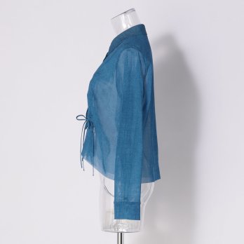 Sheer denim ブラウス 詳細画像