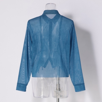 Sheer denim ブラウス 詳細画像