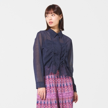 Sheer denim ブラウス
