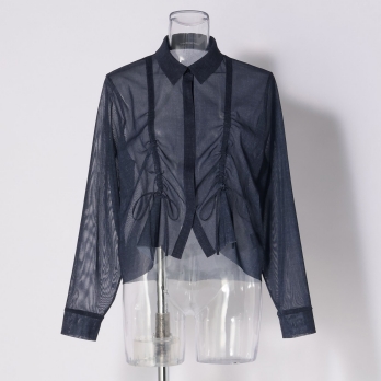 Sheer denim ブラウス 詳細画像