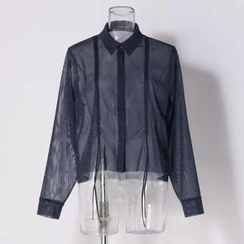 Sheer denim ブラウス 詳細画像