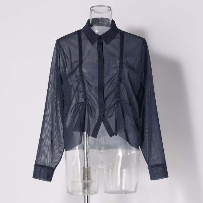 Sheer denim ブラウス 詳細画像 ネイビー 5