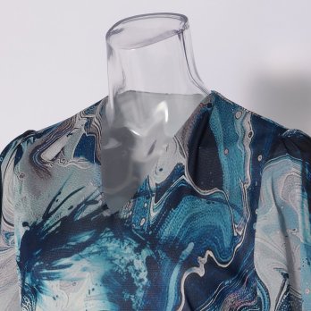 Marble dragon print on net ブラウス 詳細画像