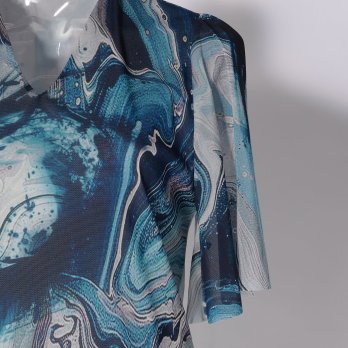 Marble dragon print on net ブラウス 詳細画像