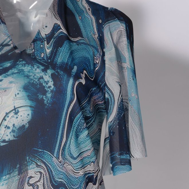 Marble dragon print on net ブラウス 詳細画像 ブルー系マルチ 5