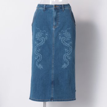 Dragon print denim スカート