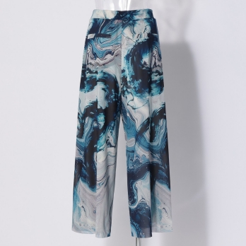 Marble dragon print on net パンツ 詳細画像