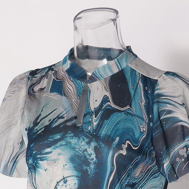 Marble dragon print on net ドレス 詳細画像 ブルー系マルチ 4
