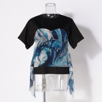 Marble dragon print T-shirt プルオーバー 詳細画像