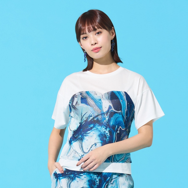 Marble dragon print T-shirt プルオーバー 詳細画像 ホワイト 1