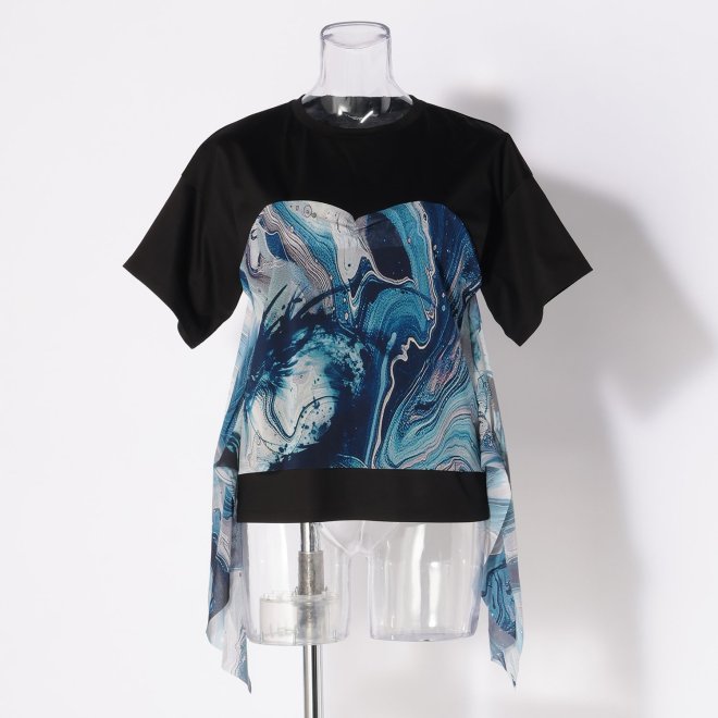 Marble dragon print T-shirt プルオーバー 詳細画像 ブラック 4