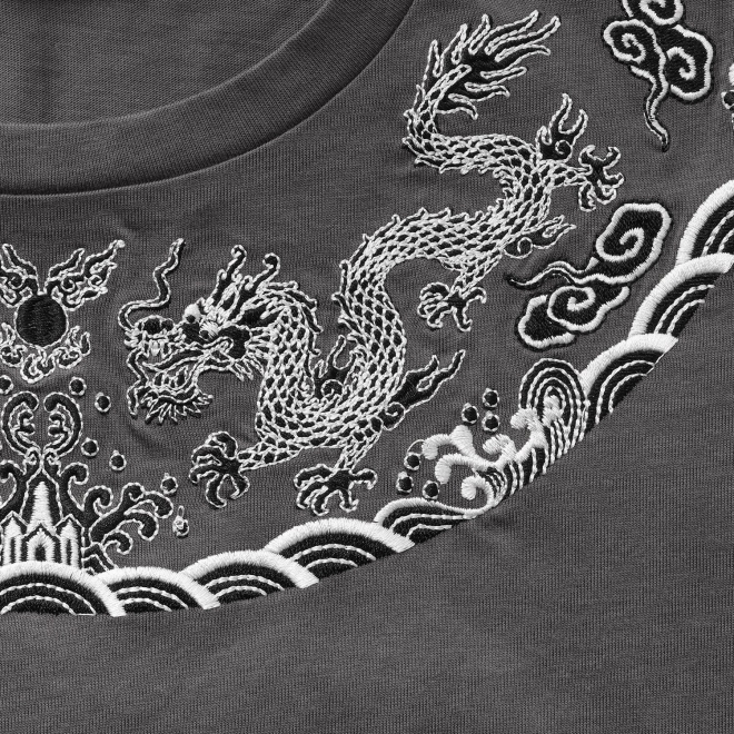 Emperor dragon embroidery T-shirt プルオーバー 詳細画像 グレー 7
