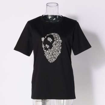 Flower panda embroidery T-shirt プルオーバー