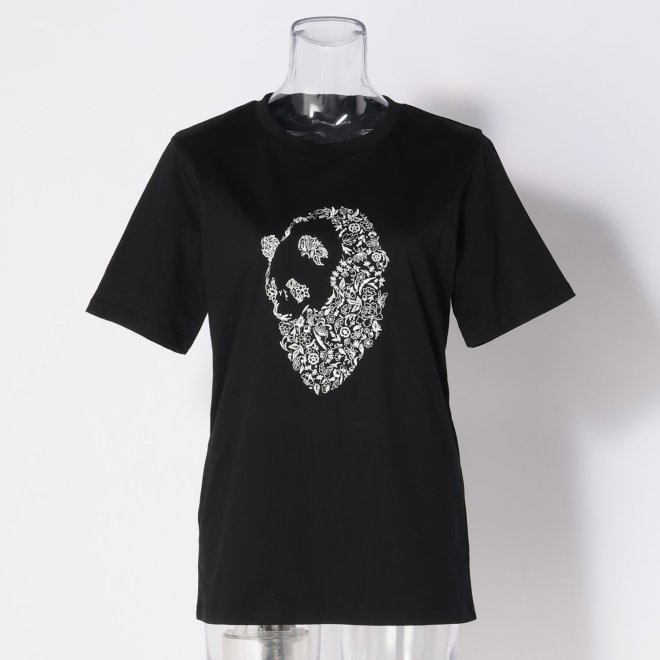 Flower panda embroidery T-shirt プルオーバー 詳細画像 ブラック 1