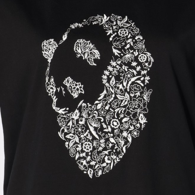 Flower panda embroidery T-shirt プルオーバー 詳細画像 ブラック 2