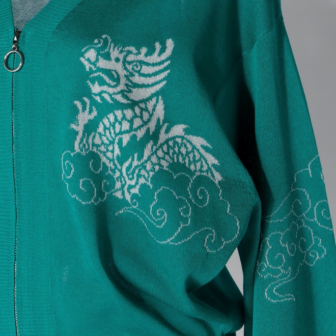 【COMING SOON】WLC 強撚インターシャニットジップ カーディガン 詳細画像 グリーン 4