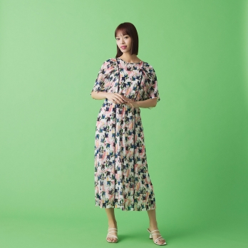 Panda print net ドレス
