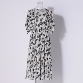 Panda print net ドレス 詳細画像