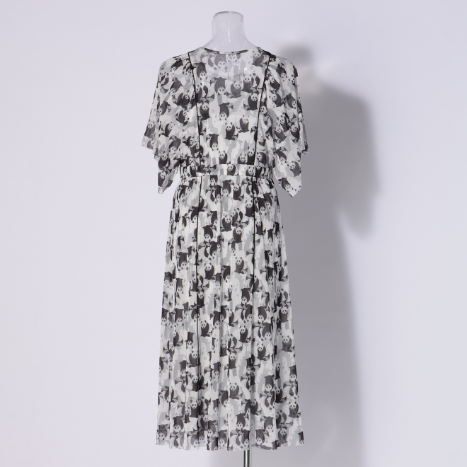 Panda print net ドレス 詳細画像 黒系マルチ 3