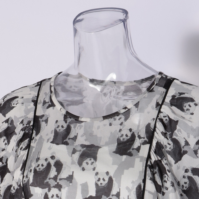 Panda print net ドレス 詳細画像 黒系マルチ 5