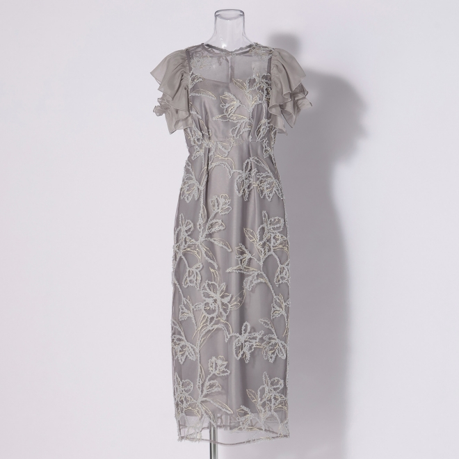 【COMING SOON】【DRESS COLLECTION】Double frills sleeve ドレス 詳細画像 ライトグレー 1