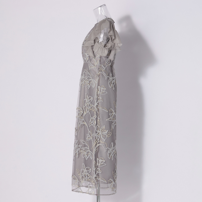 【COMING SOON】【DRESS COLLECTION】Double frills sleeve ドレス 詳細画像 ライトグレー 2