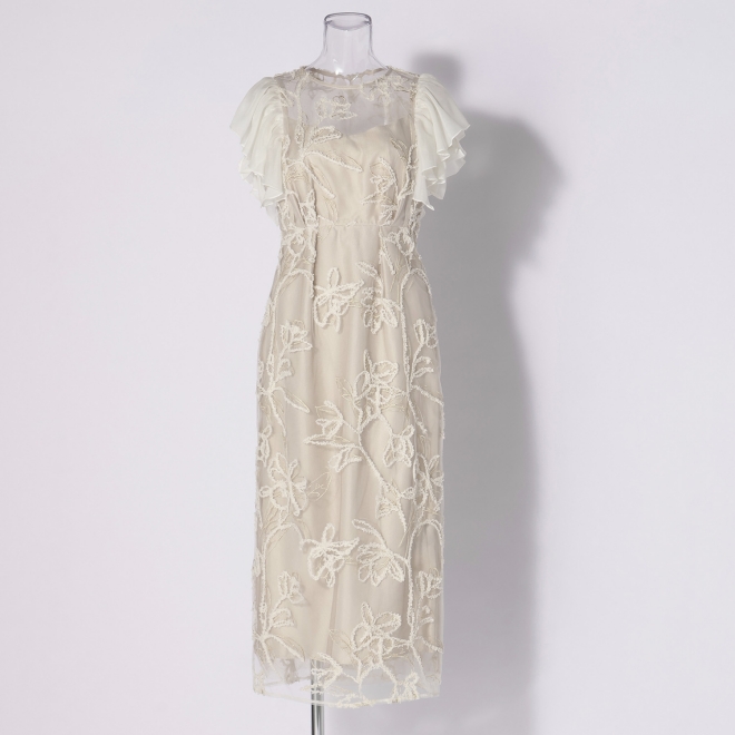 【COMING SOON】【DRESS COLLECTION】Double frills sleeve ドレス 詳細画像 ベージュ 1