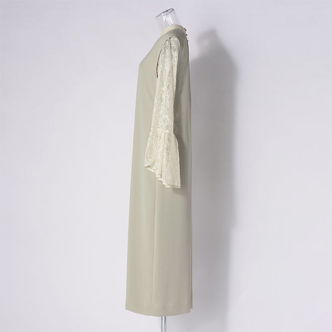 【COMING SOON】【DRESS COLLECTION】Bell sleeve slit ドレス 詳細画像 ベージュ 2