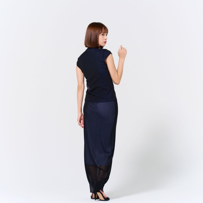 DRAGON EMBROIDERY ON STRETCH NETTING　ブラウス 詳細画像 ブルー系マルチ 3