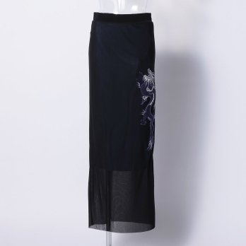 DRAGON EMBROIDERY ON STRETCH NETTING　スカート 詳細画像